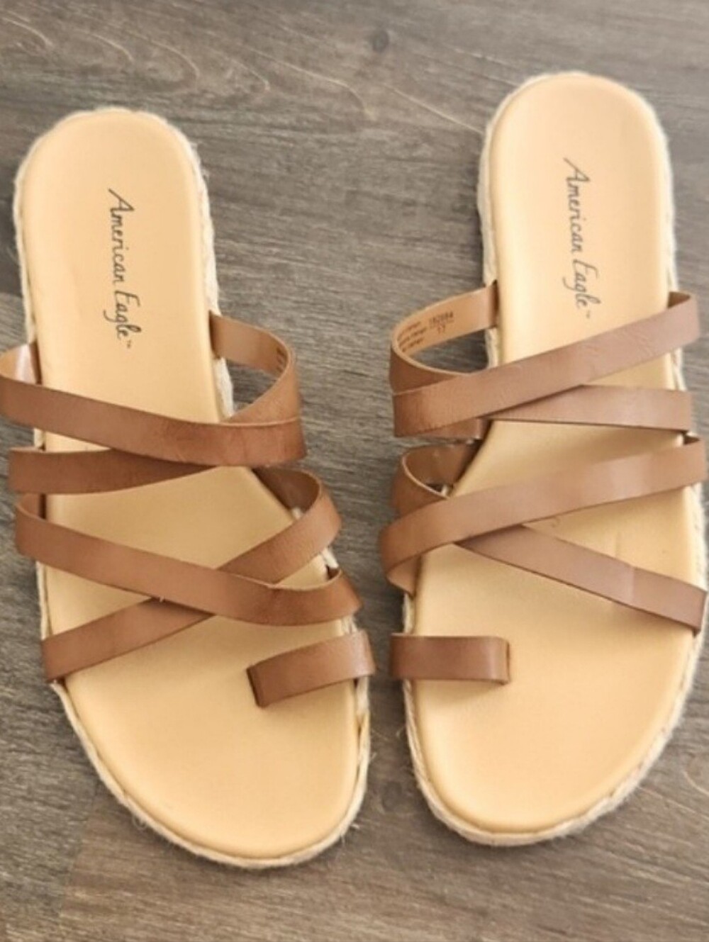 American Eagle Tan Strappy Slide Sandals Size 6